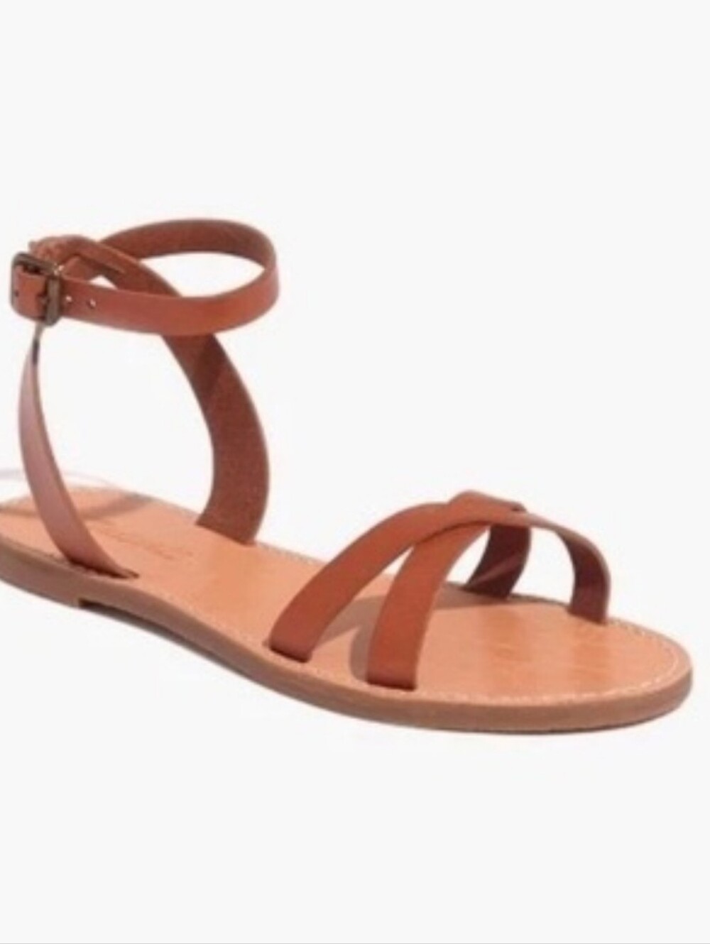 Madewell Tan Brown Leather Ankle-Strap Sandals